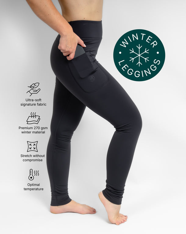 Aya Deep Grey Tight Fit Winter Leggings