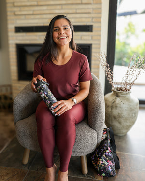 Aya Deep Bordeaux Tight Fit Winter Leggings