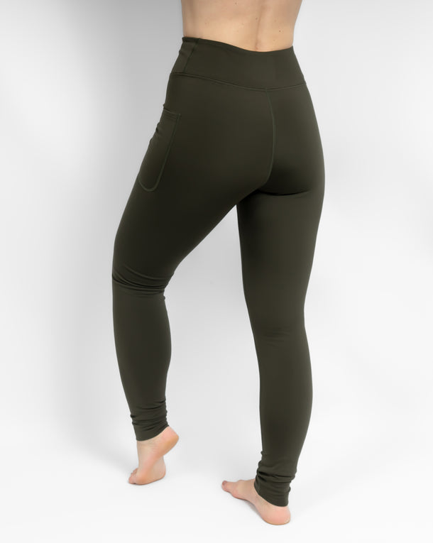 Aya Deep Olive Tight Fit Winter Leggings