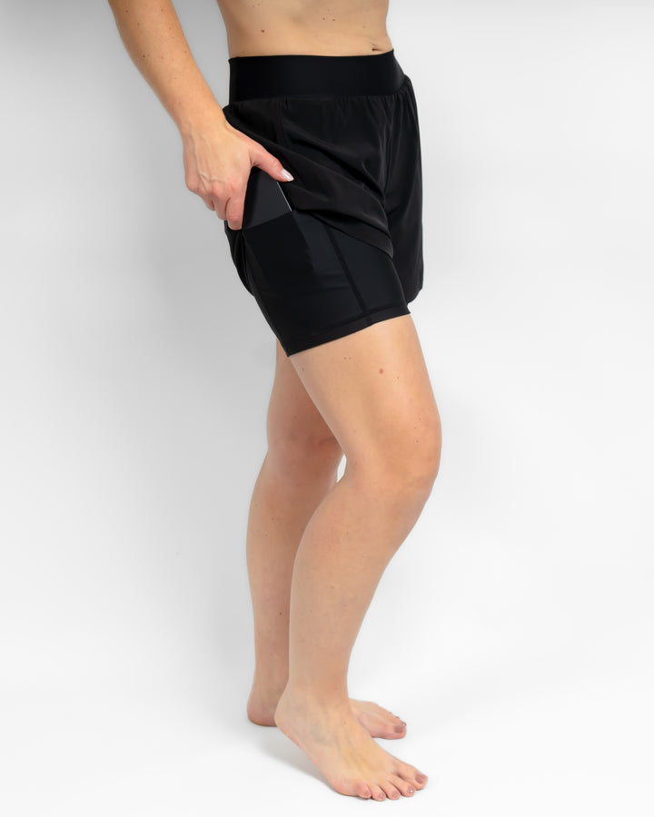 Freya 2-in-1 Black Shorts