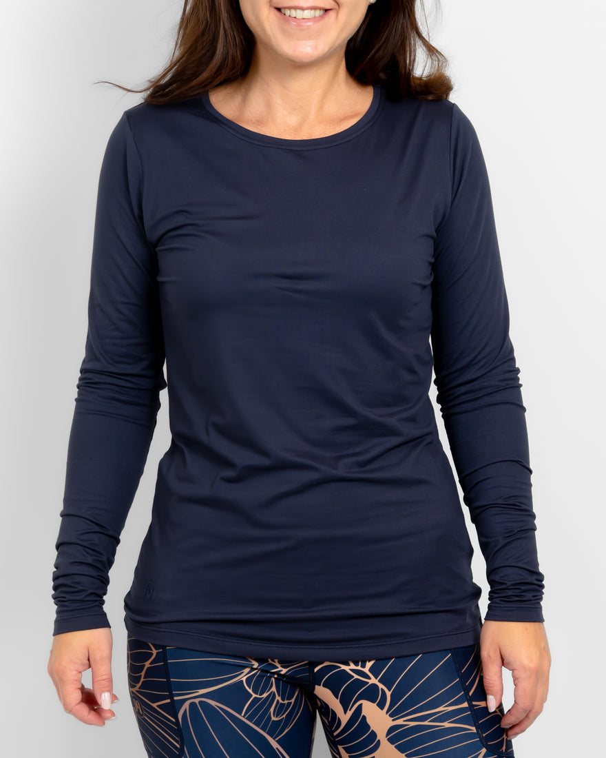 Mira Fitted Deep Blue Long-Sleeve