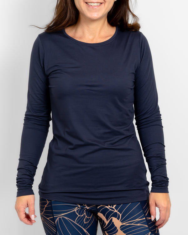 Mira Fitted Deep Blue Long-Sleeve