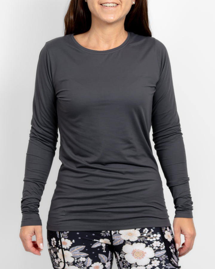 Mira Fitted Deep Grey Long-Sleeve