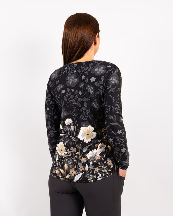Vigga Fitted Elegant Floral Long-Sleeve