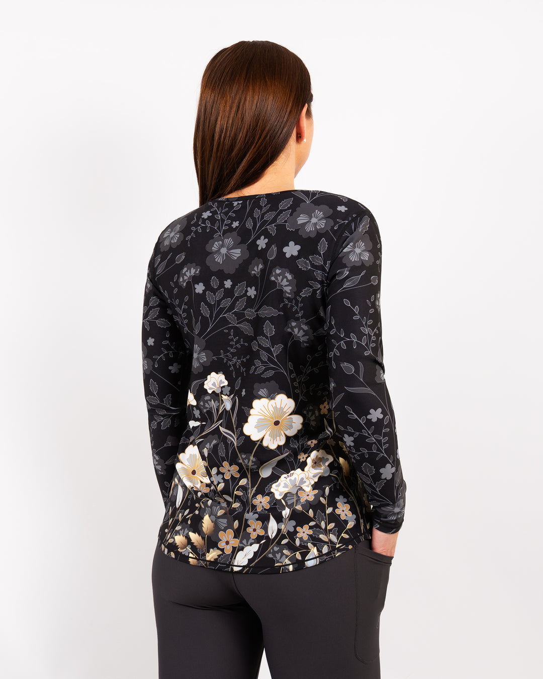 Vigga Fitted Elegant Floral Long-Sleeve