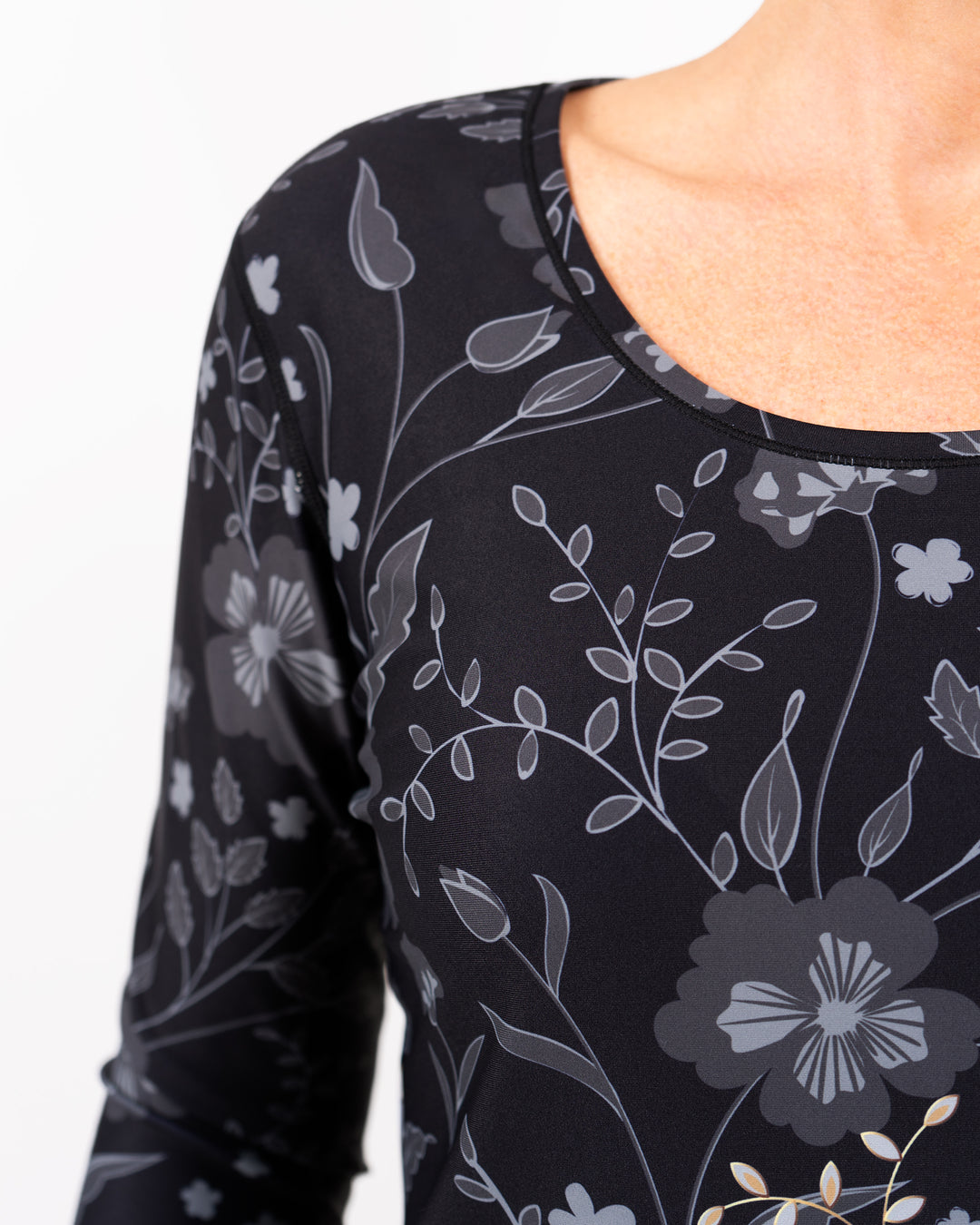 Vigga Fitted Elegant Floral Long-Sleeve