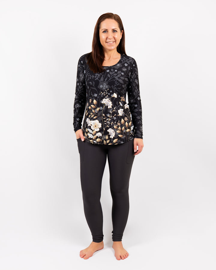 Vigga Fitted Elegant Floral Long-Sleeve